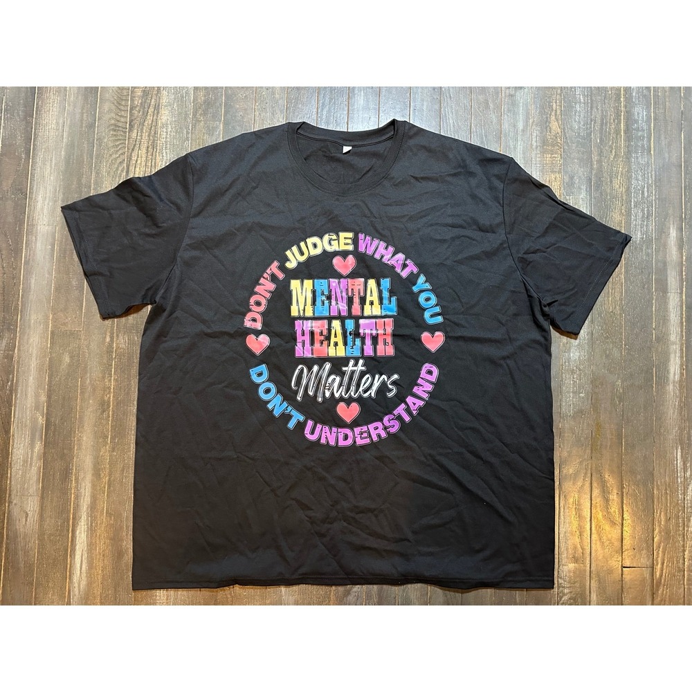 Mental Health‎ Matters Graphic Tee Black Short Sleeve Don't Judge Awareness